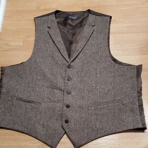 Madison Classic Men's Brown 55% Wool Vest - Tailored Formal Waistcoat Size XXL